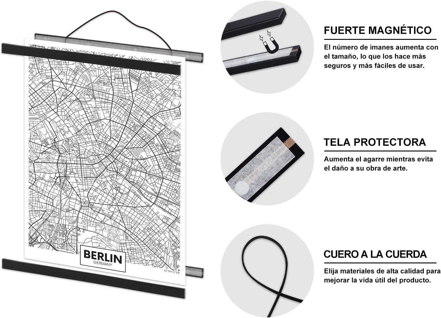 Detalle de Benjia magnetische Posterschiene für A2-Poster (42 cm), schwarz