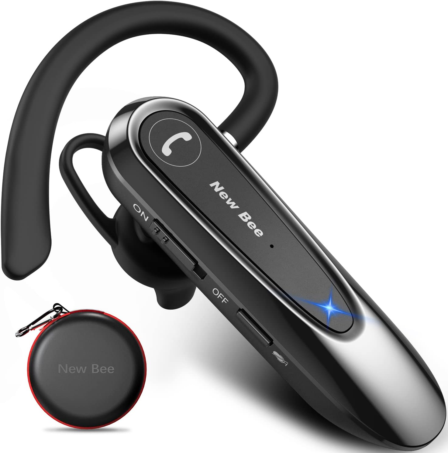 Detalle de New Bee Bluetooth Headset B45 Freisprech – Dual-Mikrofon, V5.0, 20 h Sprechzeit