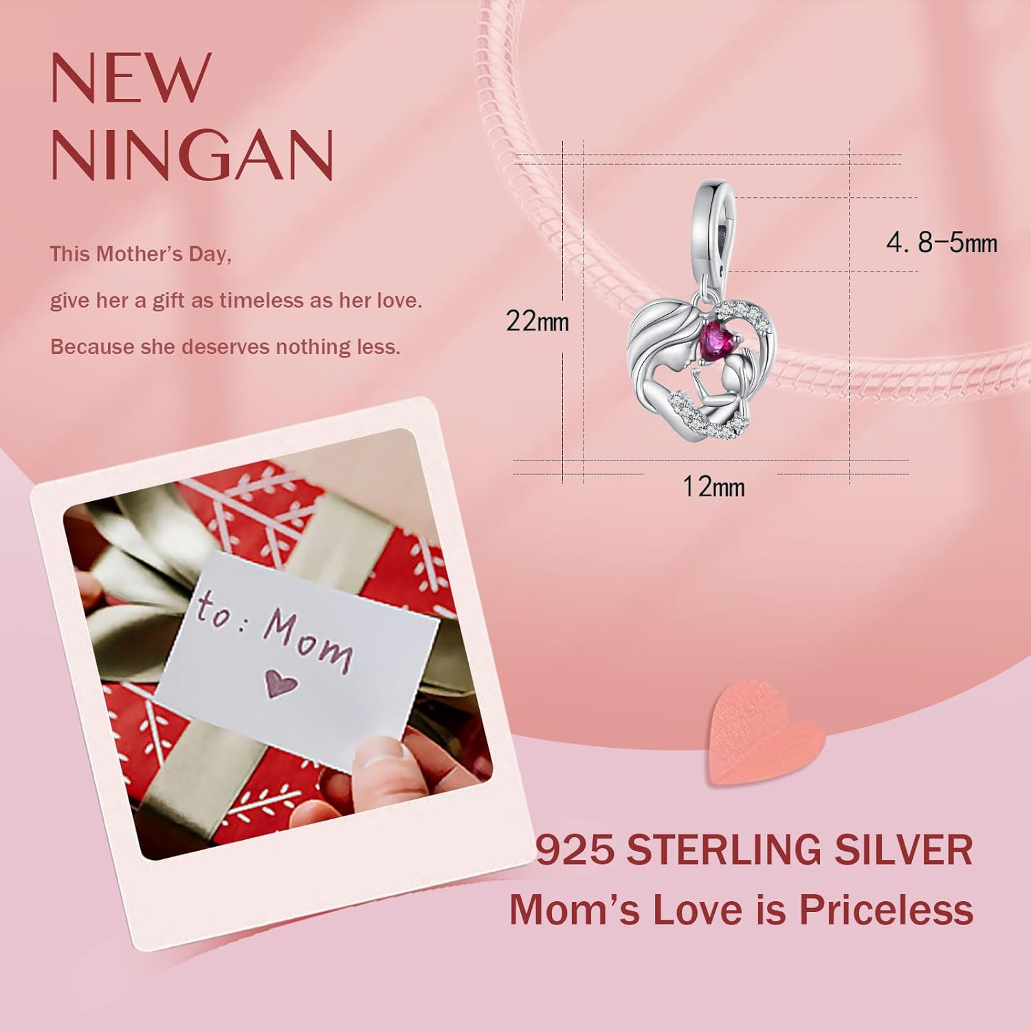 Thumbnail 4 de NINGAN Charm charms in argento 925 dorato con fibbia di sicurezza e catenina da viaggio - Firefly/Dragonfly, regalo romantico per mamma e amica