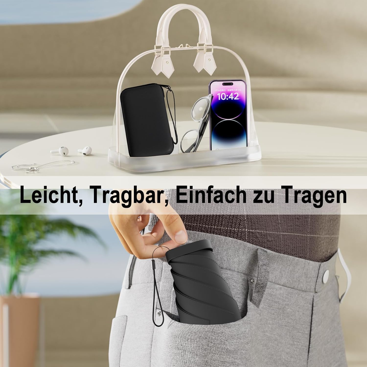 Thumbnail 2 de Copulan Kompakter Mini-Reiseschirm aus umweltfreundlichen Materialien – ultraleicht, windbeständig, ideale Taschengröße