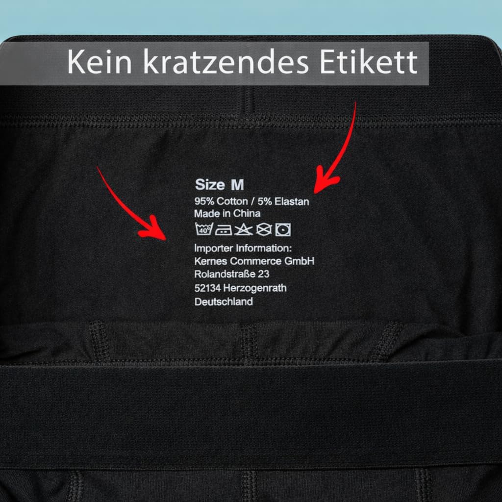 Detalle de Calosy Boxershorts Herren 10er Pack – atmungsaktiv, 95% Baumwolle, ohne kratzendes Etikett