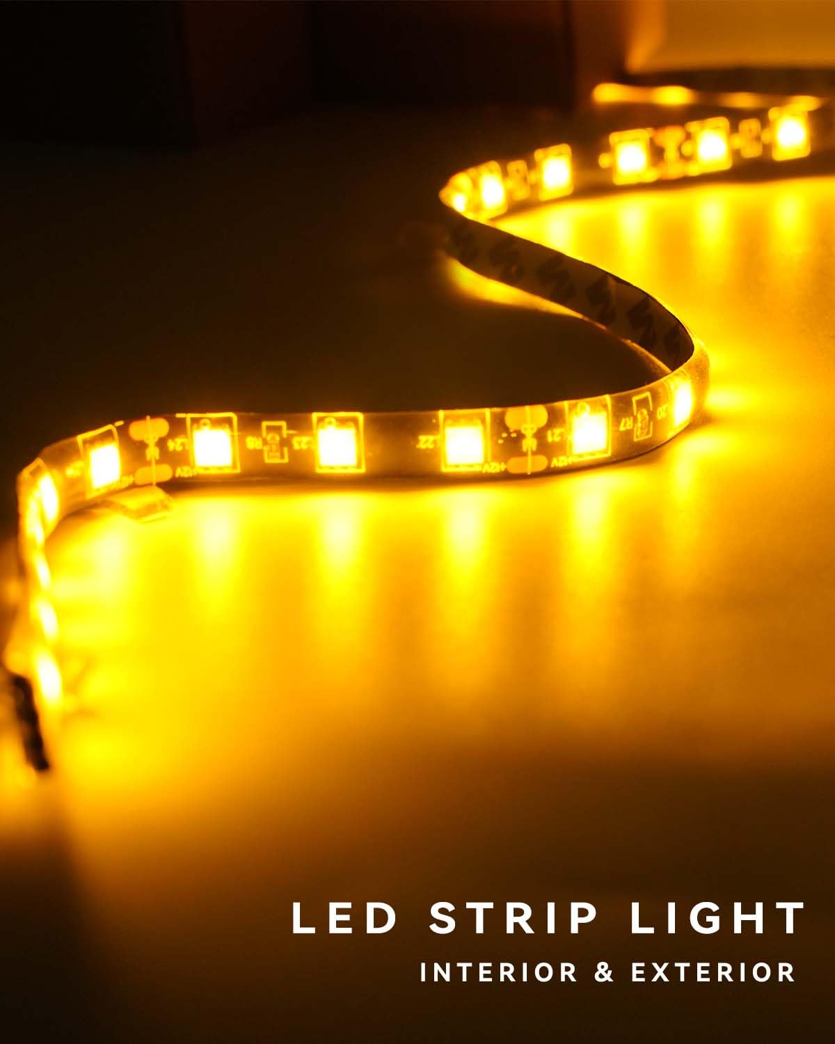 Thumbnail 4 de 4-Pack 12V Amber LED Strip Lights for Car, Motorbike & Marine Underglow (60cm/24")