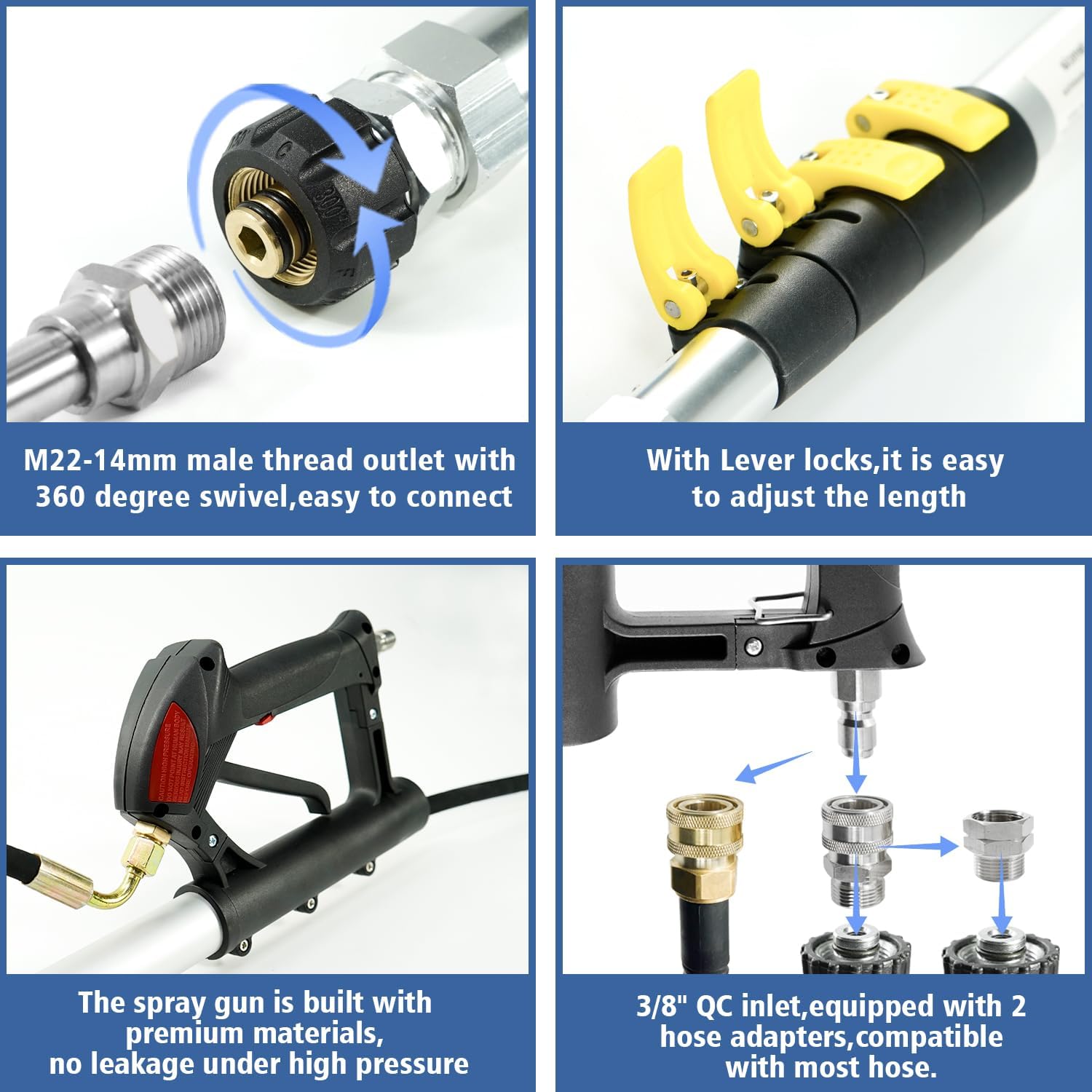 Detalle 2 de JANZ TW-002 24-Foot Pressure Washer Wand with Extension Wands and 7 Nozzles