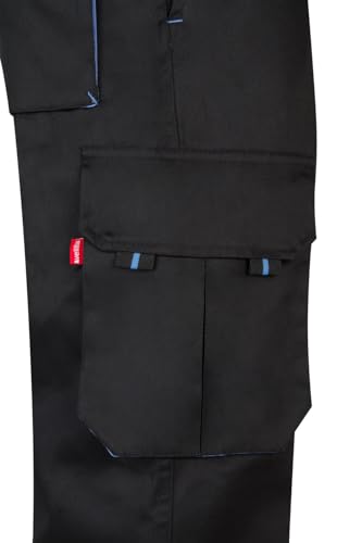 Detalle de VELILLA 103004 Pantalón de Trabajo (Negro y Celeste) – Talla 40