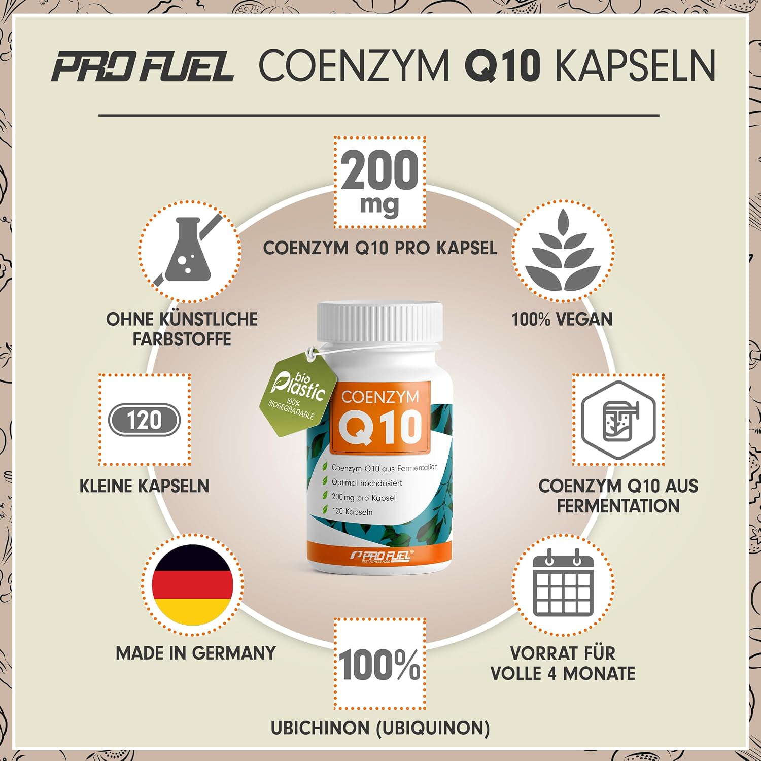 Detalle 2 de Q10 Kapseln hochdosiert 120x 200 mg Coenzym Q10