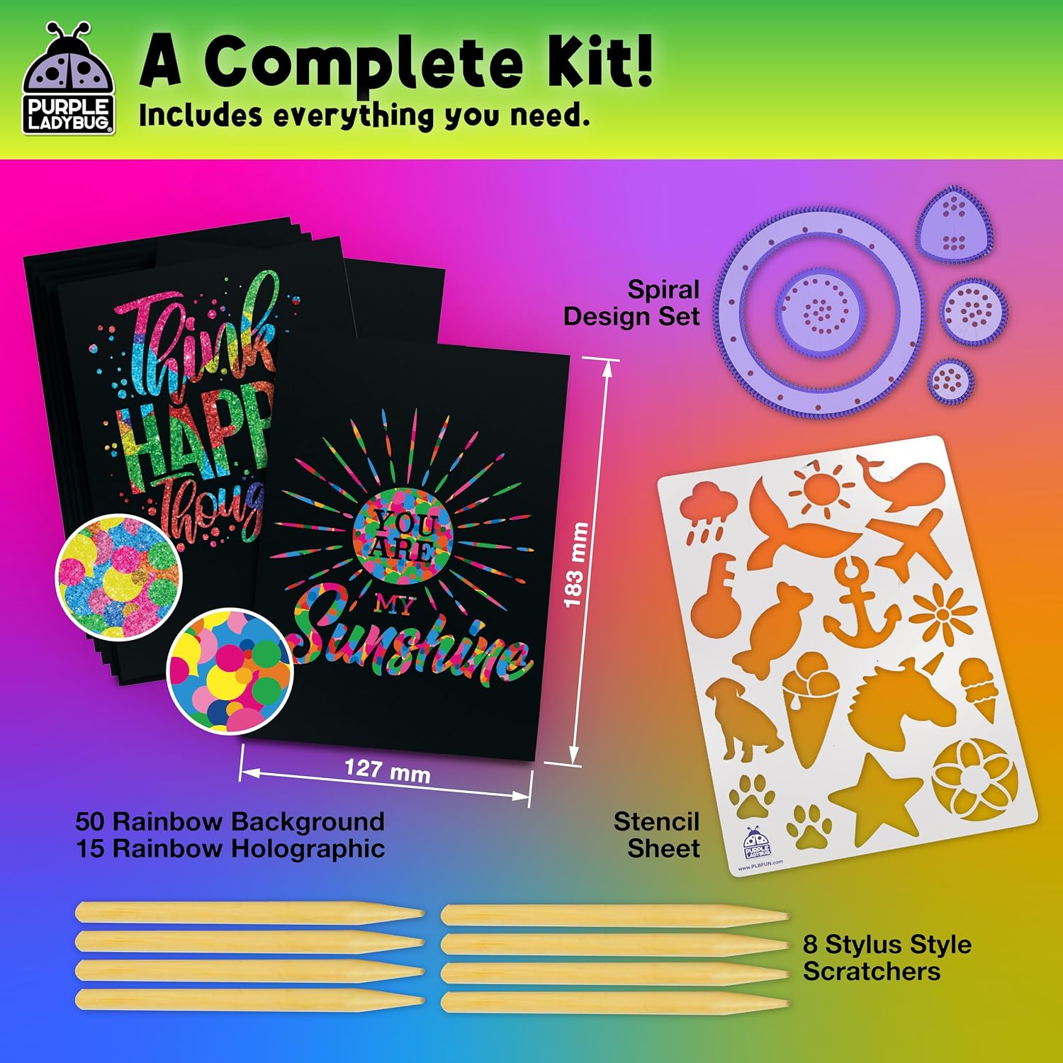 Thumbnail 2 de Rainbow Scratch Art Kit, 79-Piece Set