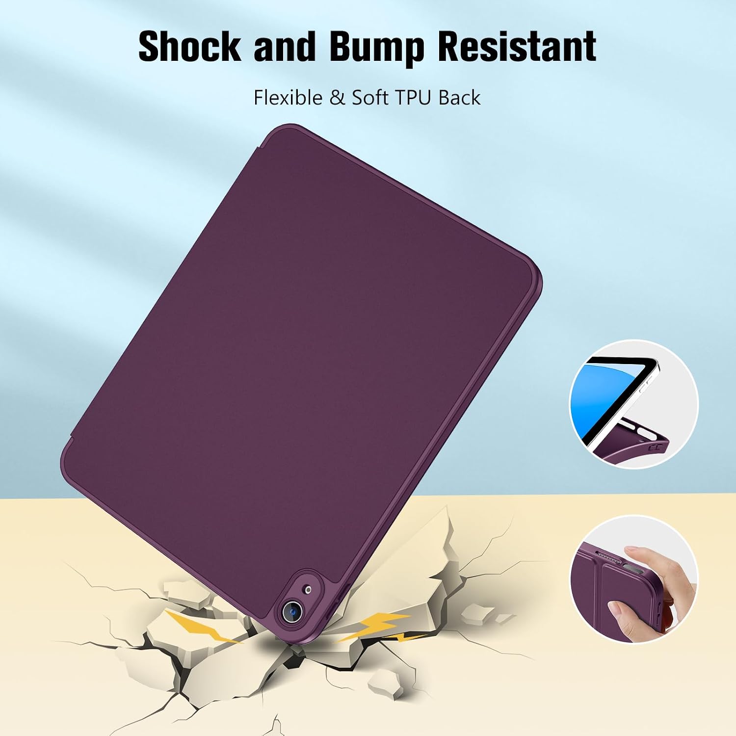 Detalle de ProCase Hülle für iPad A16 (11. & 10. Generation) mit Stifthalter – Smart Cover in Dunkellila