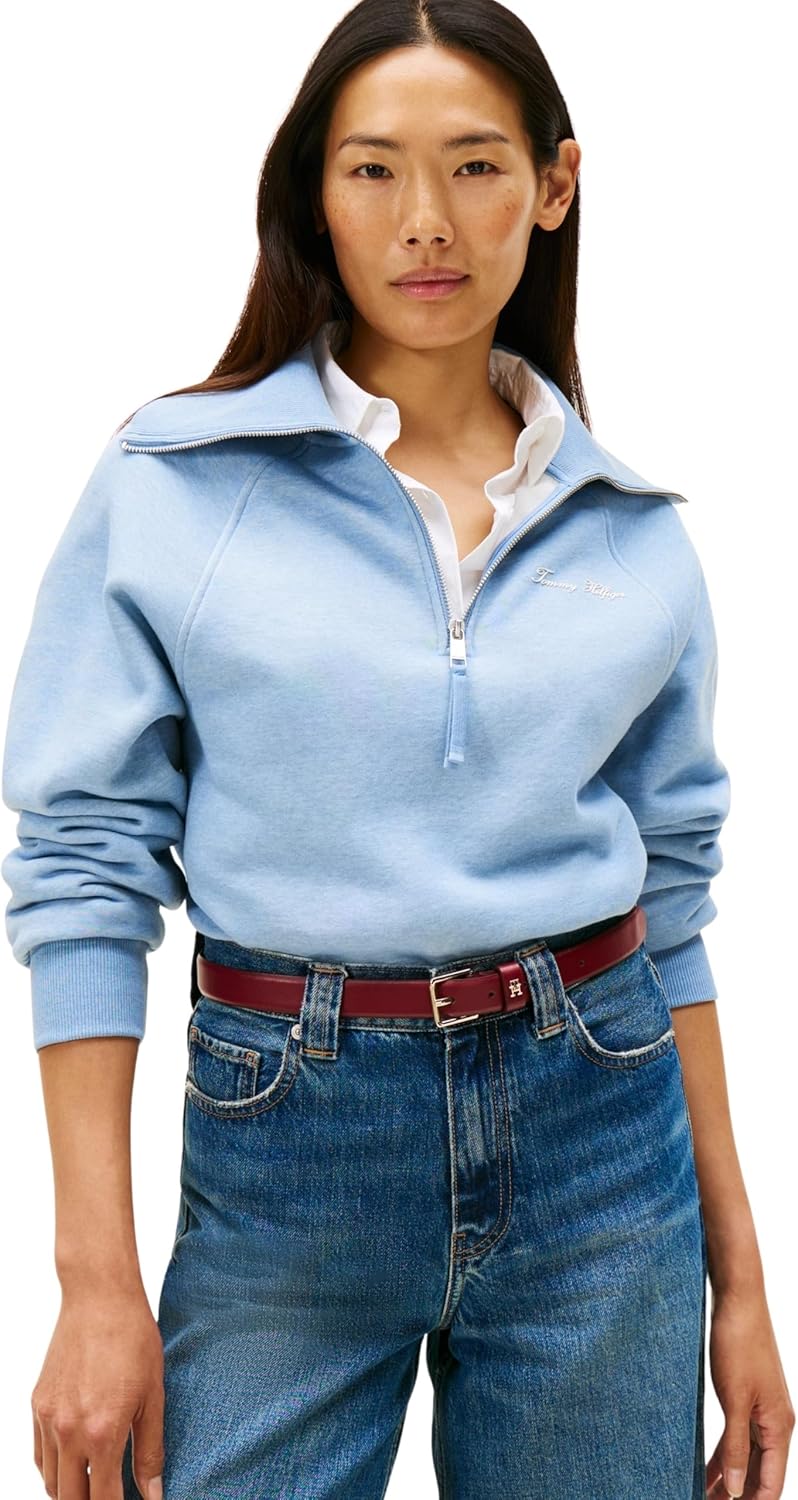 Thumbnail 6 de Tommy Hilfiger Damen Sweatshirt mit Reißverschluss Classic Script Fleece Half-Zip