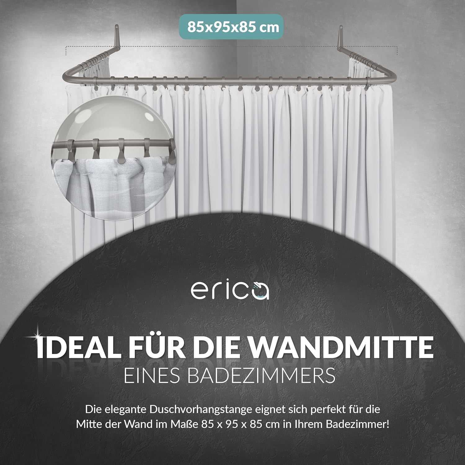 Thumbnail 1 de Erica Barra para Cortinas de Ducha 85x95cm 🚿 Sin Fijación
