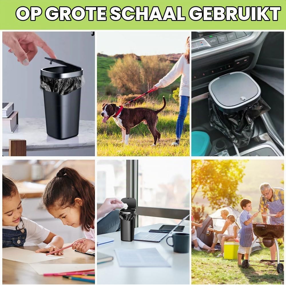 Thumbnail 6 de URAQT mini-afvalzakken voor de auto, zwart en scheurbestendig, 6 rollen