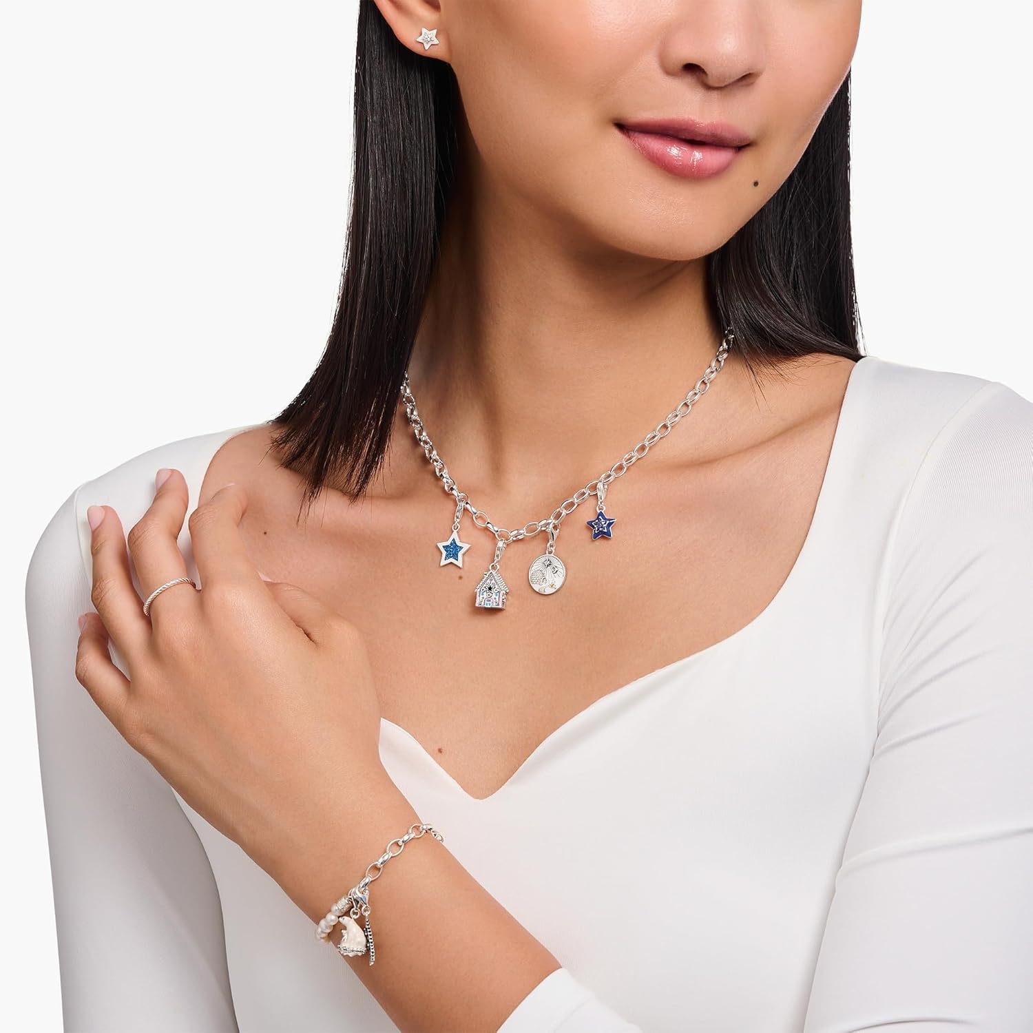 Thumbnail 1 de THOMAS SABO Charm-Anhänger Stern & Mond (Charm Club) aus 925 Sterling Silber – 1794-051-14