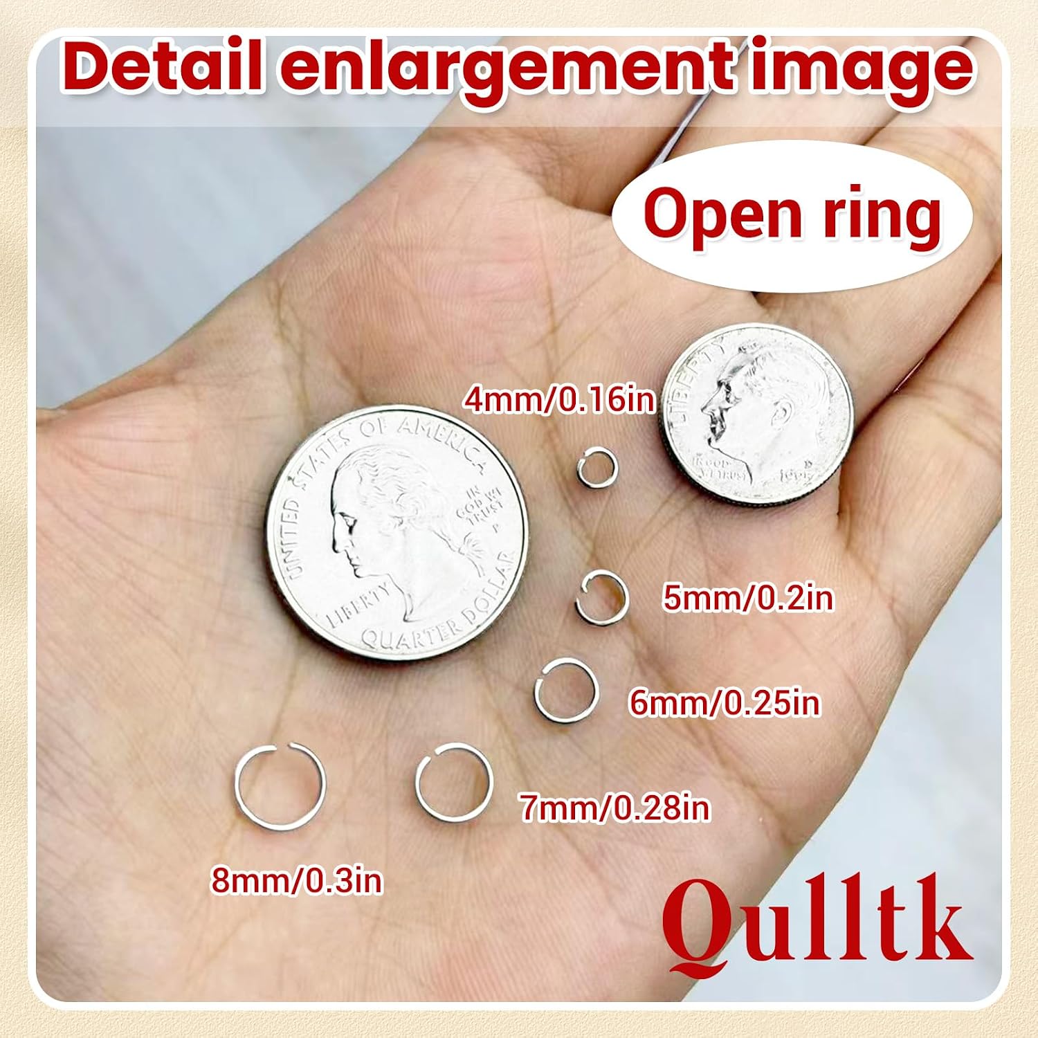 Detalle de Qulltk A-Silver&Gold Jump Rings Kit, 4,600 Pieces in Five Sizes