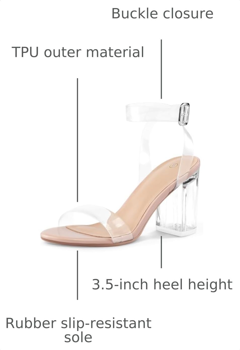 Detalle de COASIS Women’s Chunky Block Heels Open Toe Ankle Strap 3.5-Inch Heeled Sandals