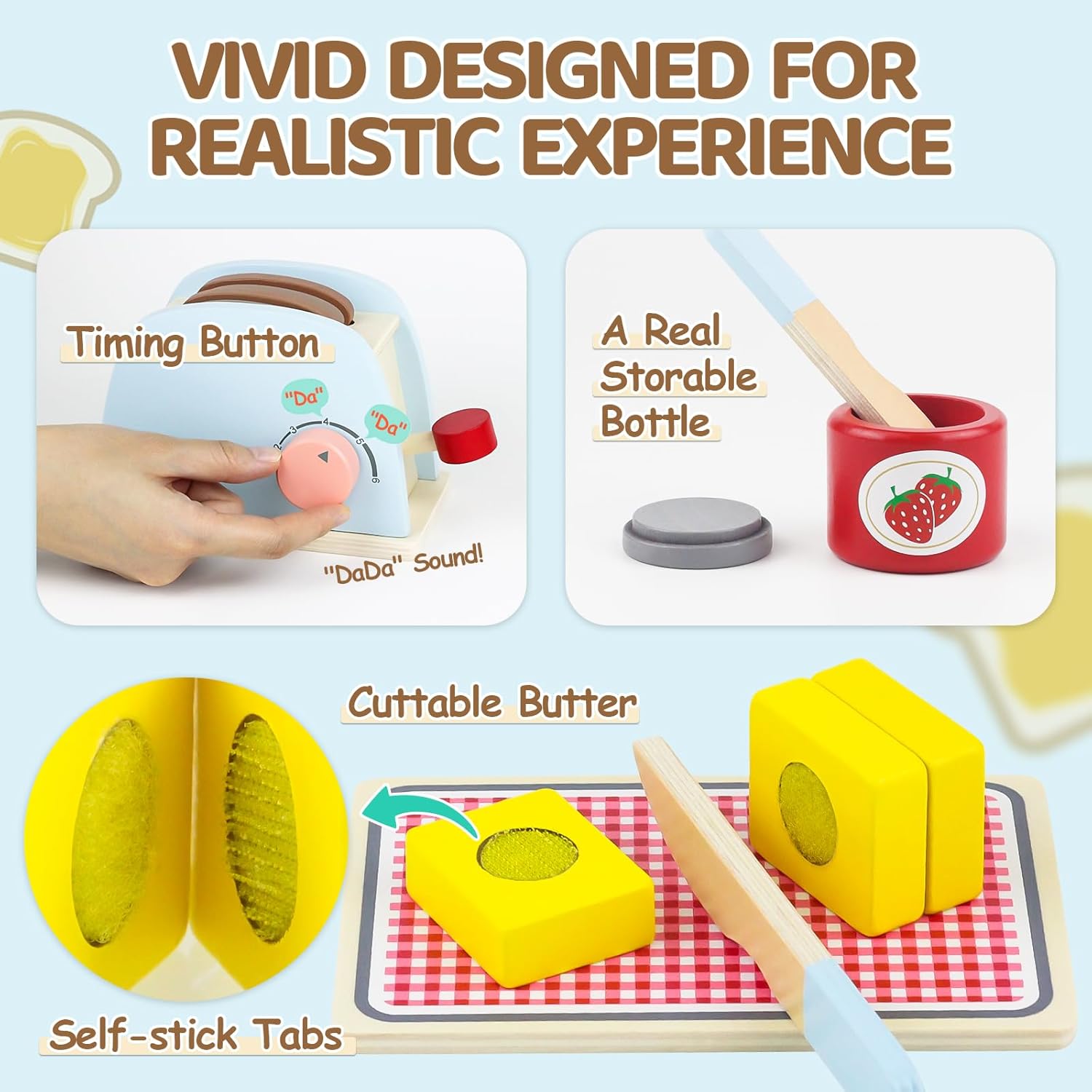 Thumbnail 1 de Airlab Wooden Pop-Up Toaster Kids Play Set (10 Pieces) – Interactive wooden pretend kitchen toy