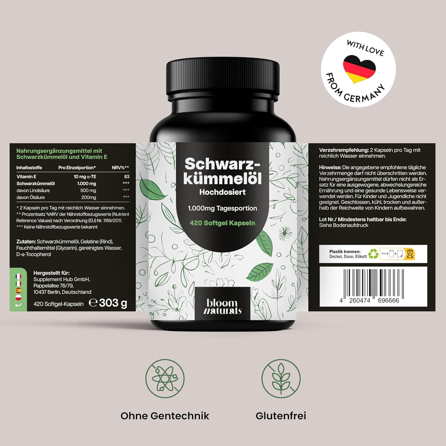 Thumbnail 6 de Bloom Naturals Schwarzkümmelöl Hochdosiert 420 Softgel