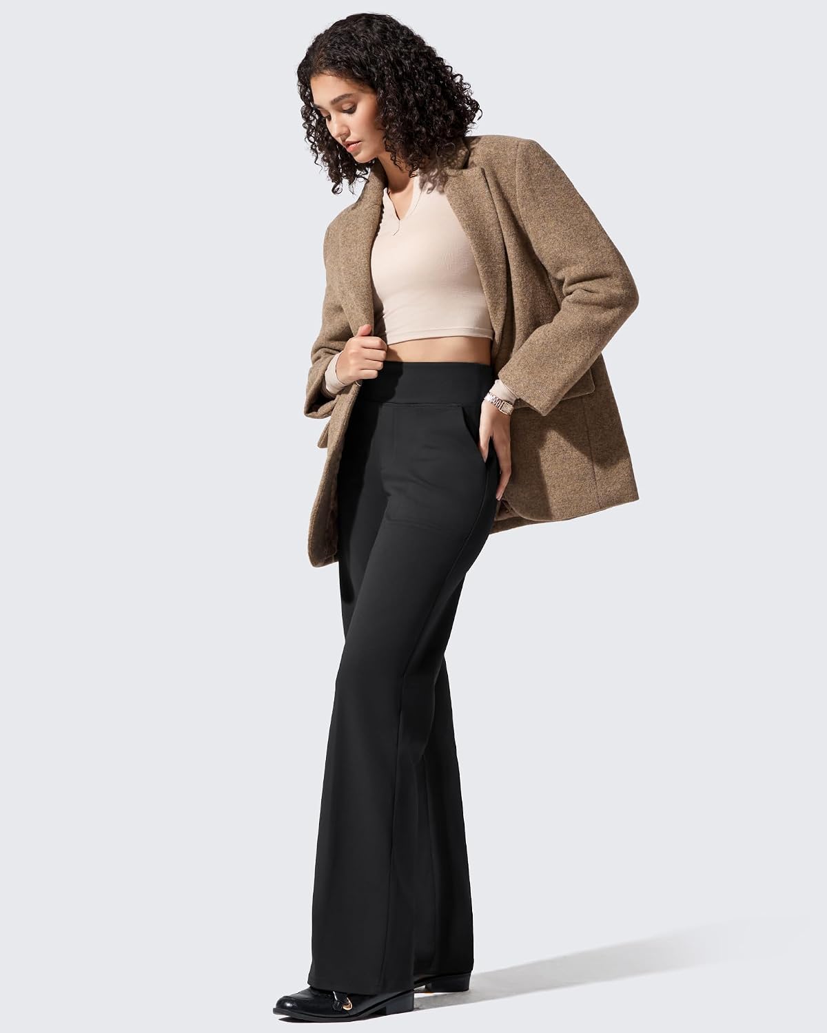Detalle de G4Free EverGoing Fleece-Lined Wide-Leg Pants for Women, 4-Way Stretch