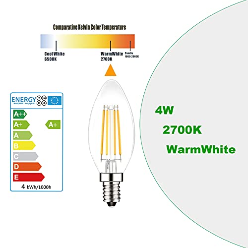 Detalle 2 de PureShine E14 LED Candle Bulb (6-Pack) 4W, 2700K, 400lm – Warm White, SES Small Screw