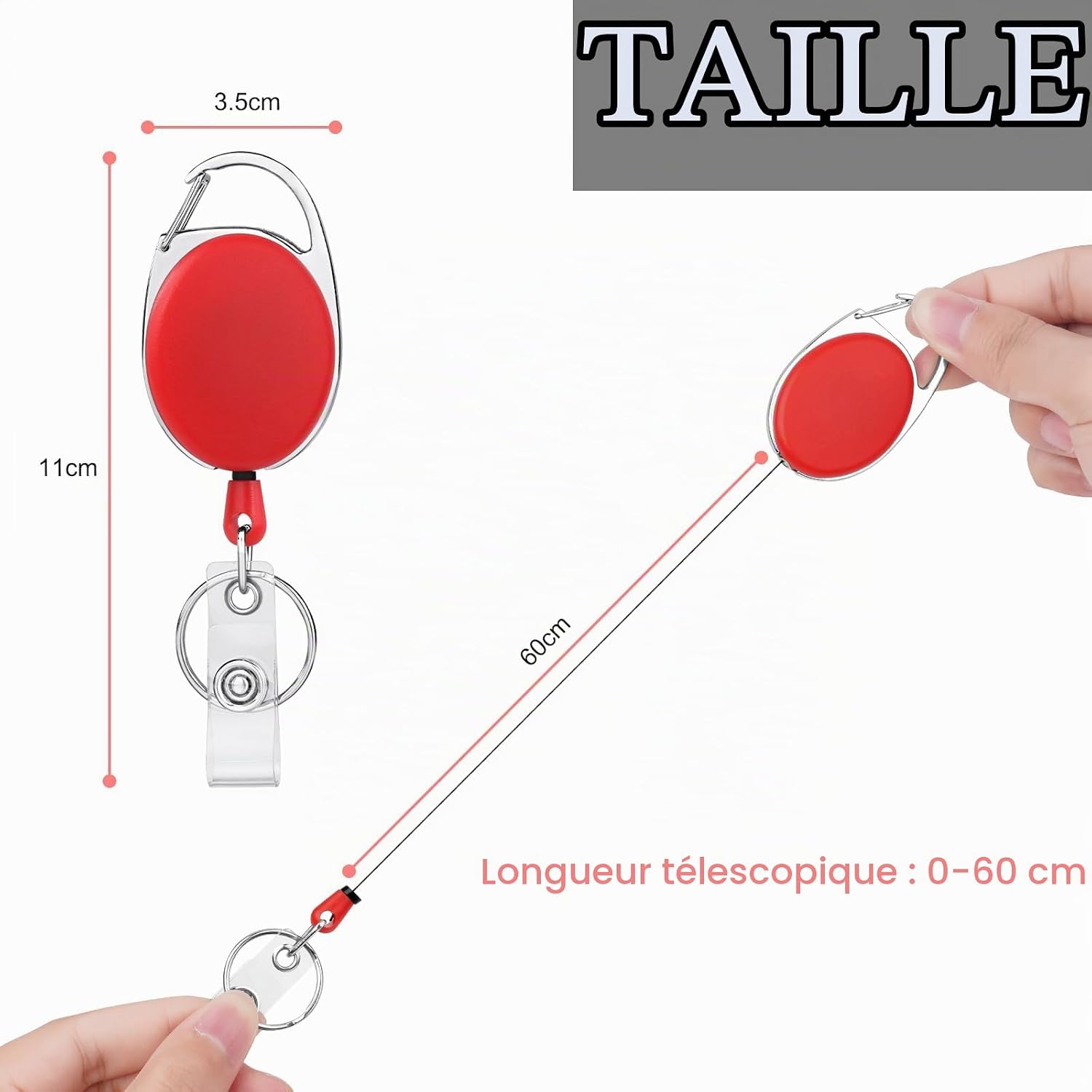 Detalle de Vicloon intrekbare badgehouders met riemclip, 6 kleuren en koord van 70 cm