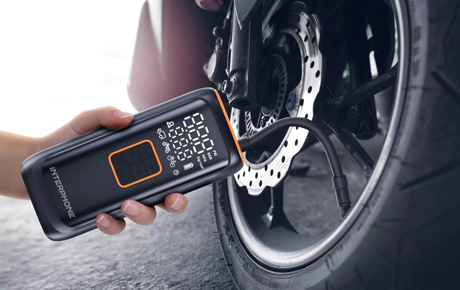 Detalle de AIR Pump – Tragbare Pumpe für Motorrad, Fahrrad und Auto
