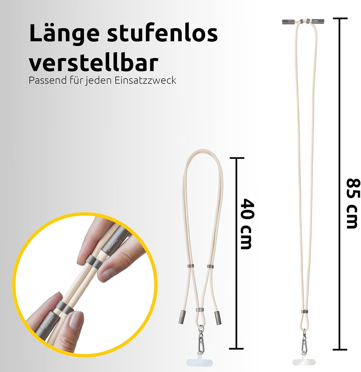 Thumbnail 4 de Intenso USB‑C Lade- und Datenkabel Handykette (60 W, 480 Mbit/s, PD 3.0/QC 4.0), 1,65 m – beige