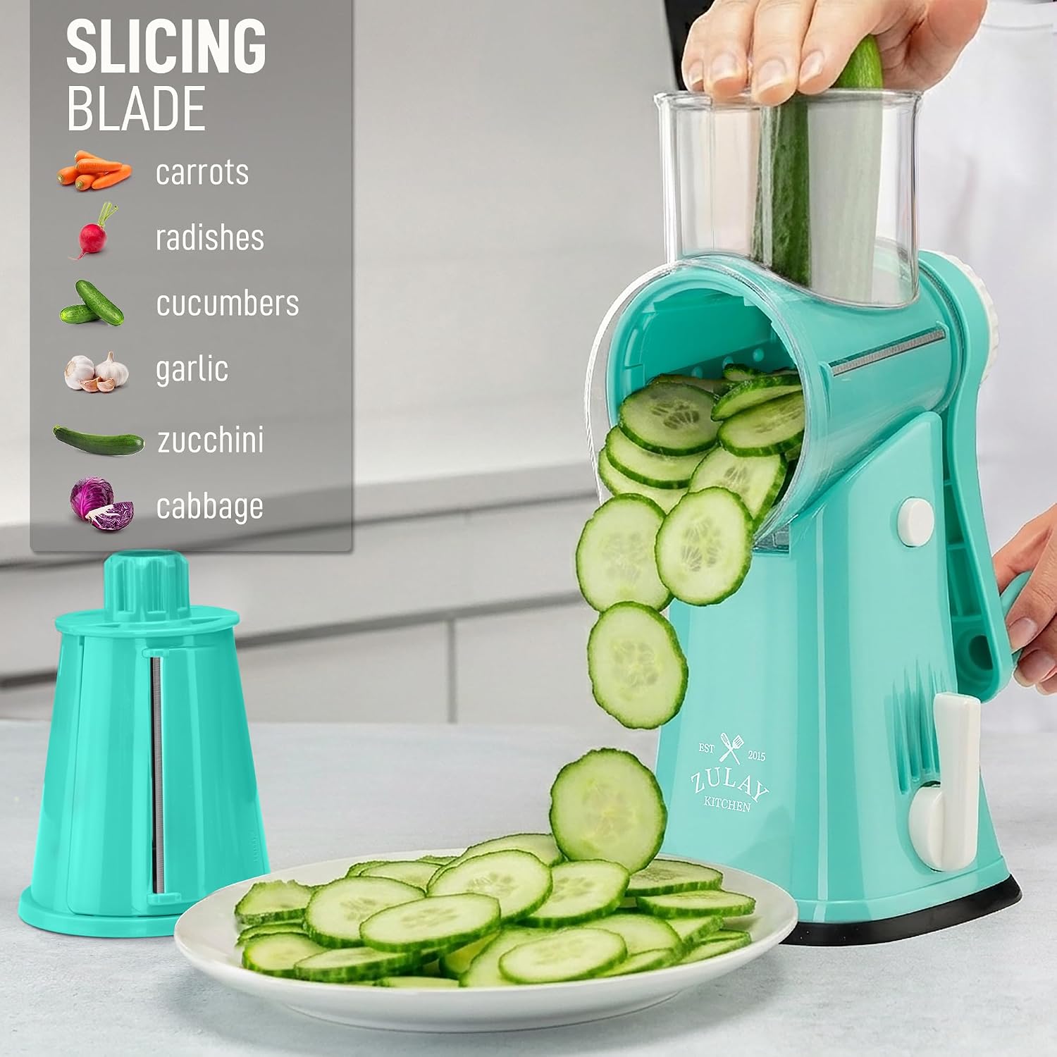 Detalle 1 de Zulay rotary cheese grater with 5 blades