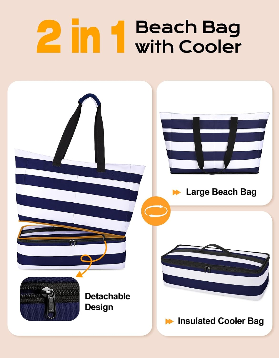 Thumbnail 2 de CIRYCASE Beach Bag with Cooler 54L: Large, 2-in-1 Waterproof Tote for Families
