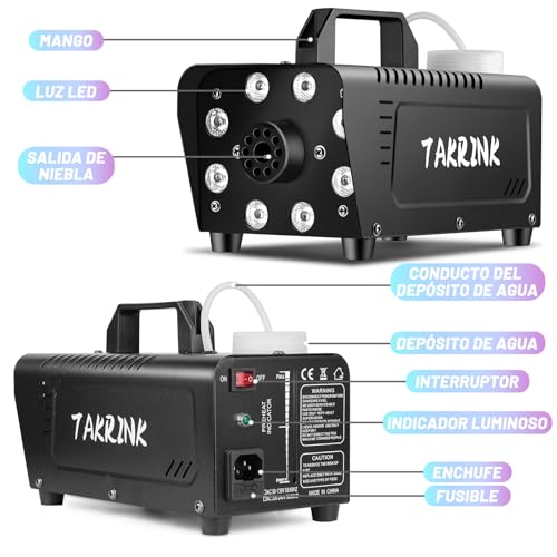 Thumbnail 3 de TAKRINK Máquina de Humo 900W Automática con 8 LED RGB y mando inalámbrico