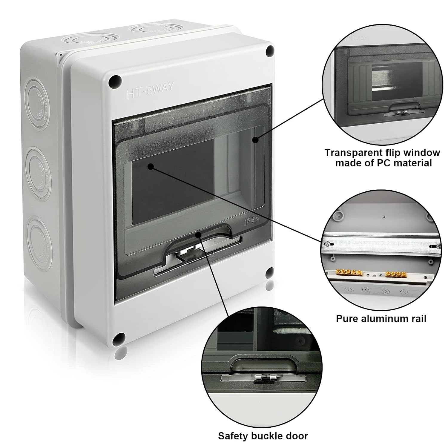 Detalle 2 de Royouzi Verteilerkasten Aufputz 1‑reihig 5 Module