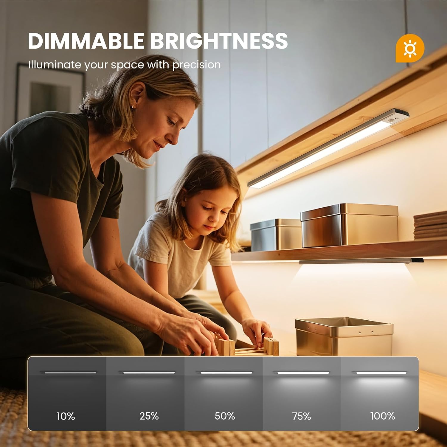 Detalle de TANSOOL+ LED-Schrankbeleuchtung mit Bewegungsmelder, USB‑C aufladbar (2er-Set, 50 cm)