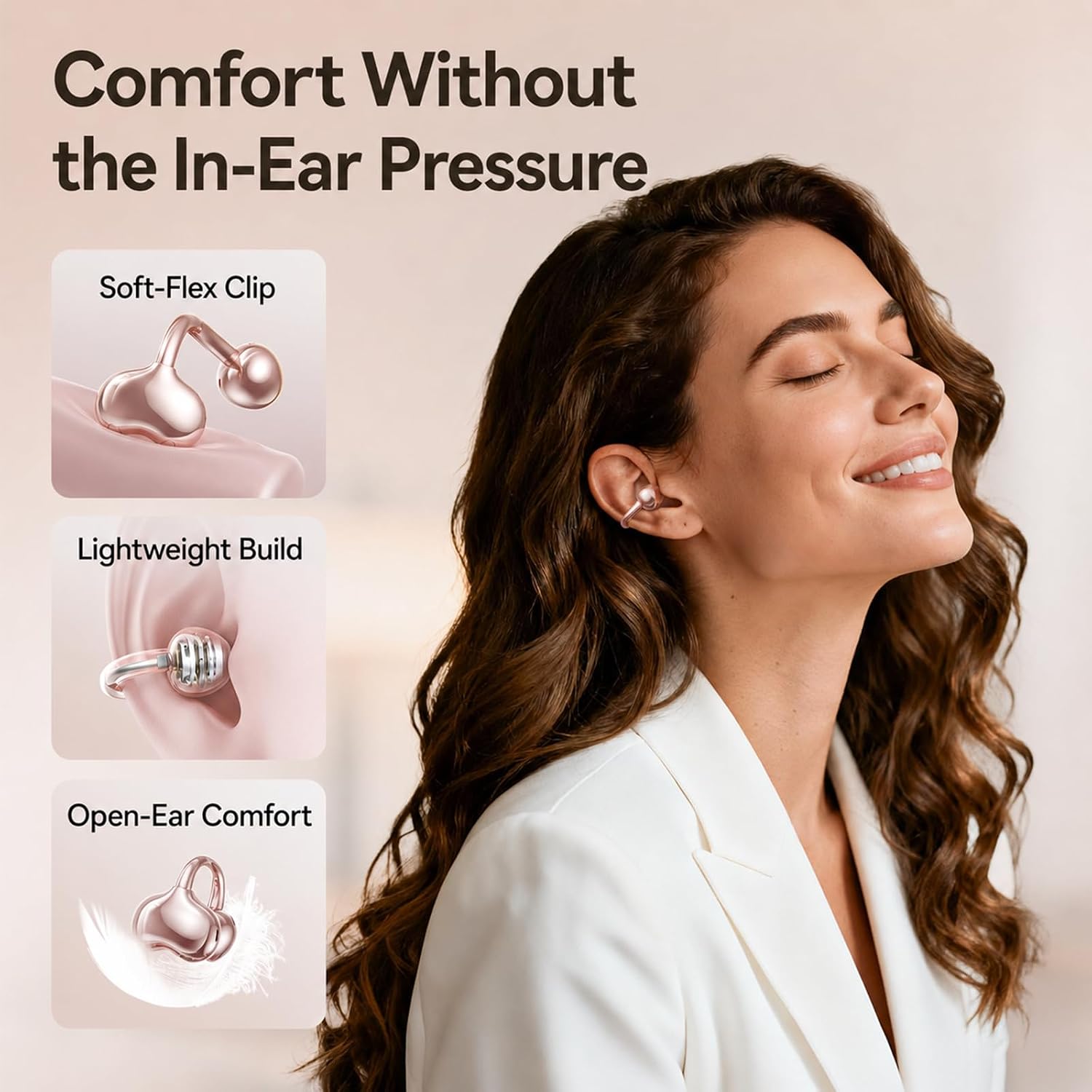 Detalle de Kinglucky Upgraded Clip-On Earbuds 50H playtime