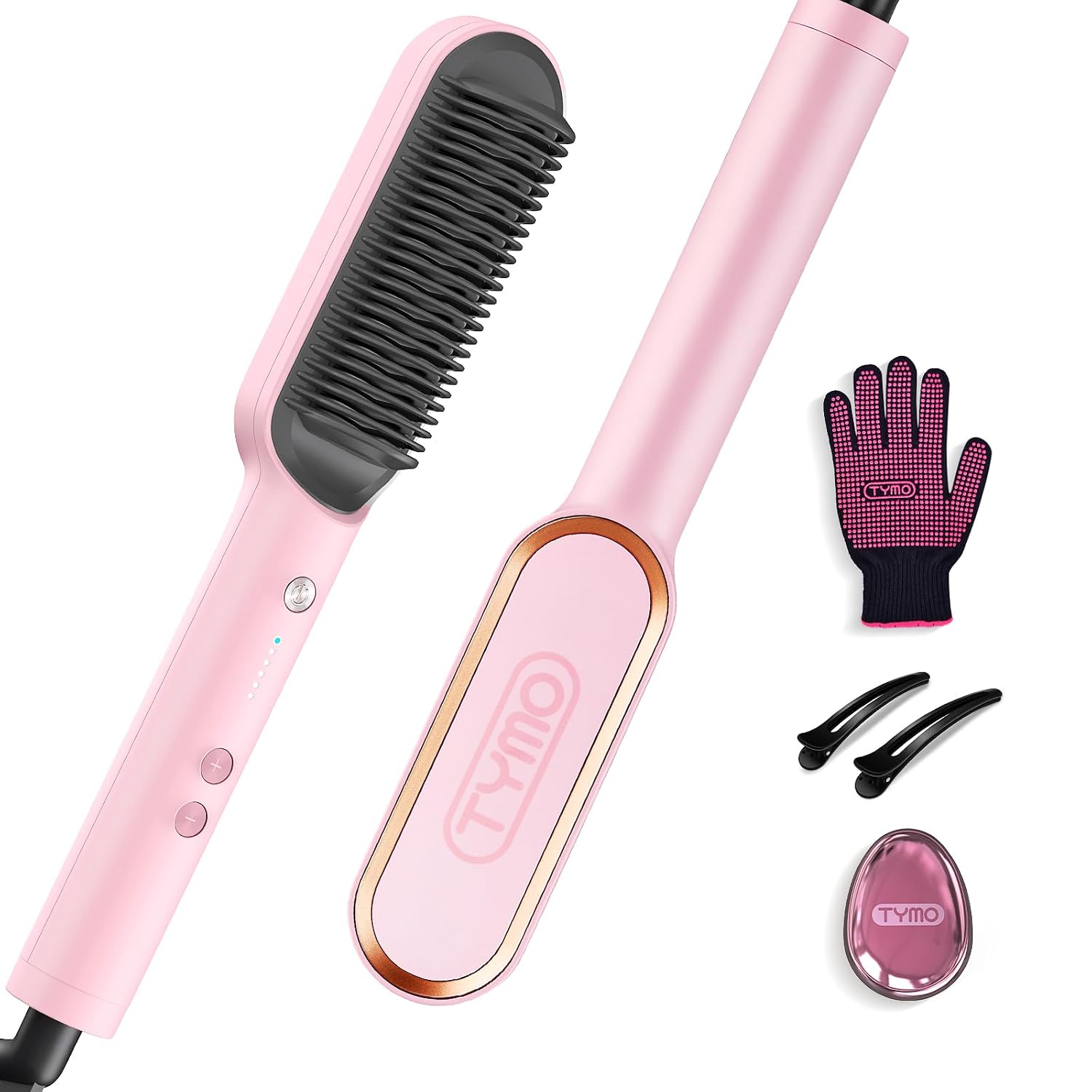 Detalle de TYMO HC100R Hair Straightener Brush, 5 Heat Settings, Dual Voltage