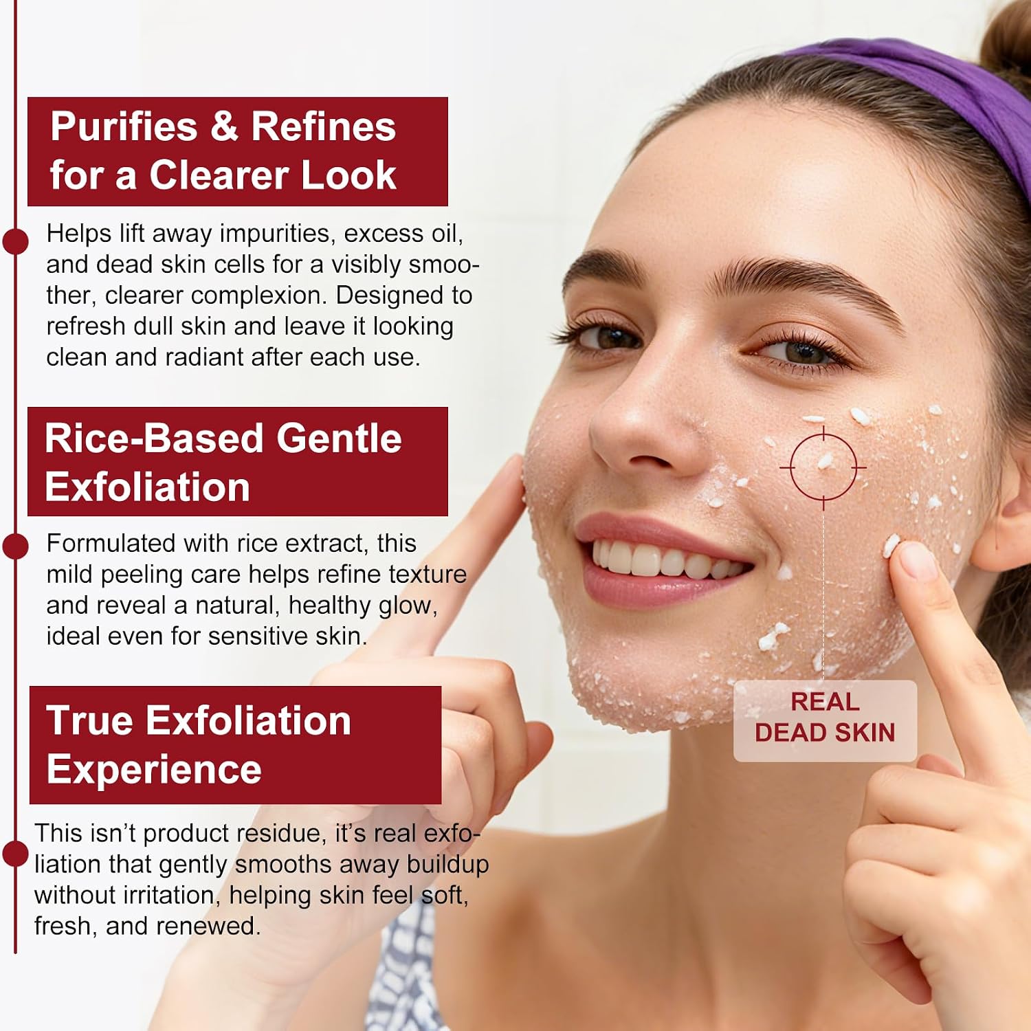 Detalle 2 de Siero Esfoliante al Riso Skincare + Peeling Viso Riso Nero 100 ml cadauno – doppia azione levigante e illuminante