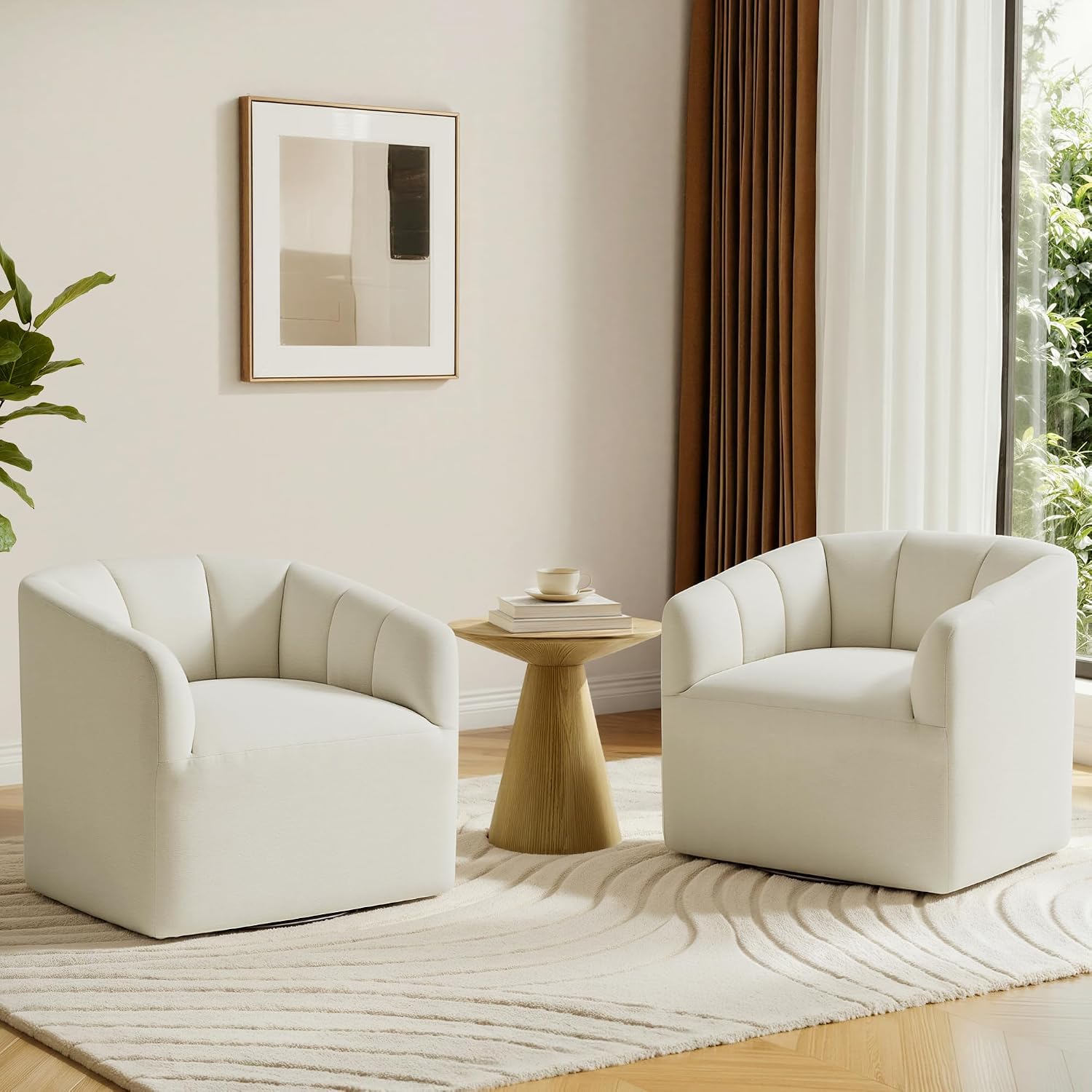 Detalle de Swivel Accent Chair Set of 2, Ivory
