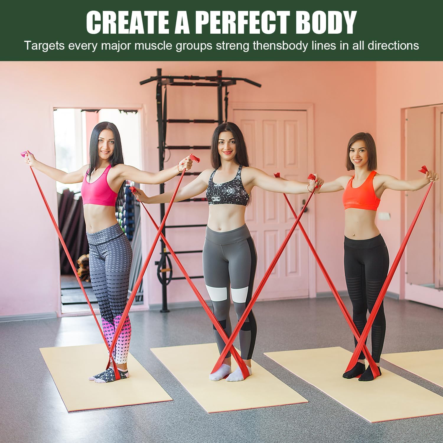 Thumbnail 6 de Potok 4er-Set Fitnessbänder mit 4 Widerstandsstufen – 1,5 m, inkl. Tragetasche