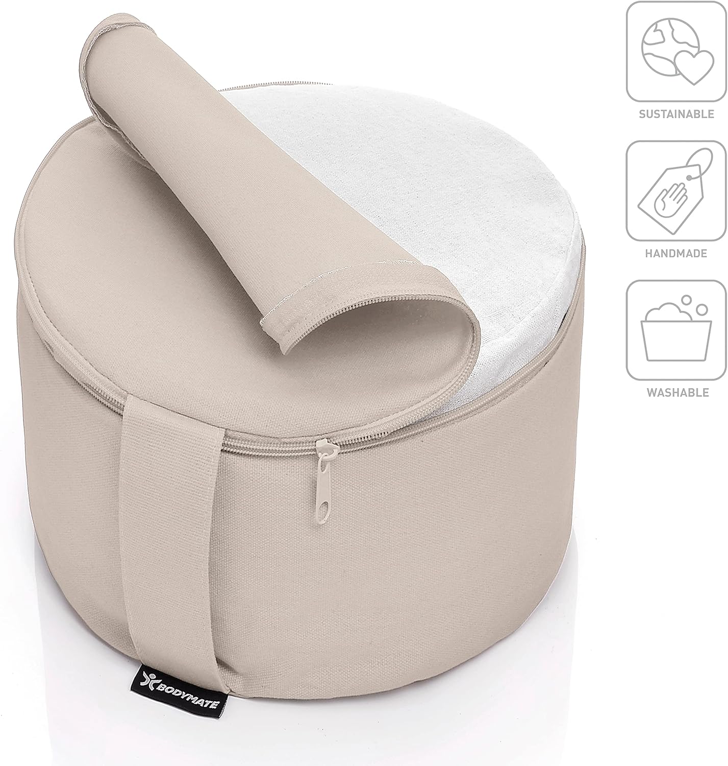 Thumbnail 1 de BODYMATE Coussin de méditation et yoga (zafu) surélevé 20 cm, Ø 31 cm, rembourré en coques de sarrasin