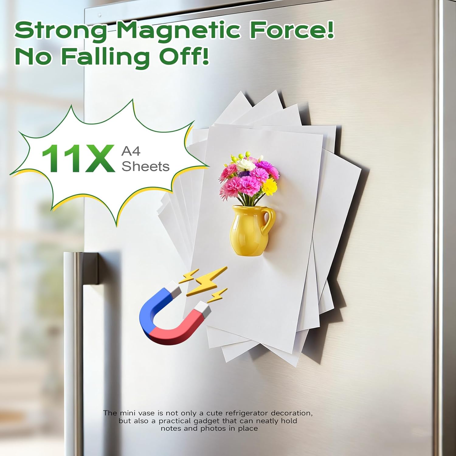 Thumbnail 2 de Renmxj 8-Piece Refrigerator Magnets Set (Mini Ceramic Vase Magnets with Artificial Flowers) for Fridge, Office, and More