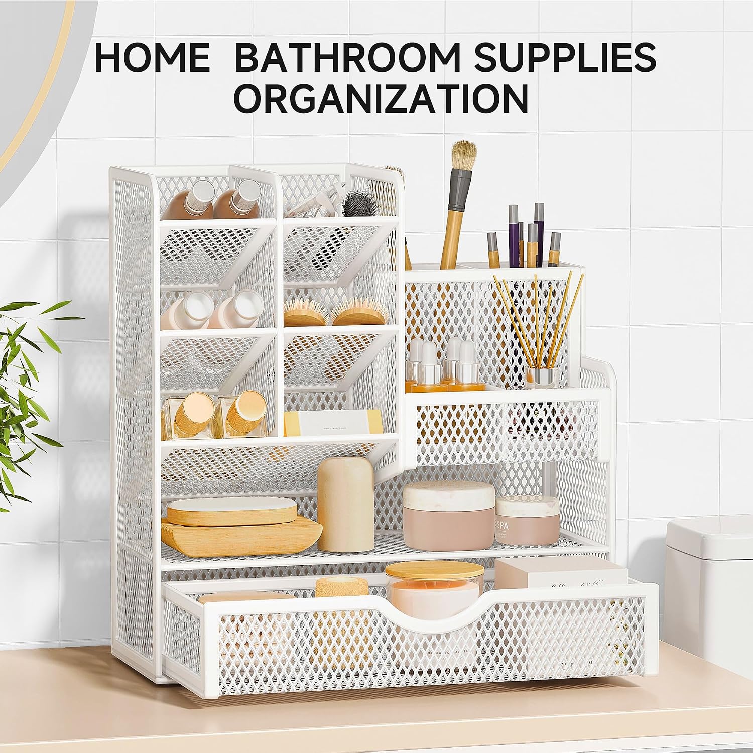 Detalle de VITVITI Sturdy Mesh Desk Organiser (5-Tier) in White