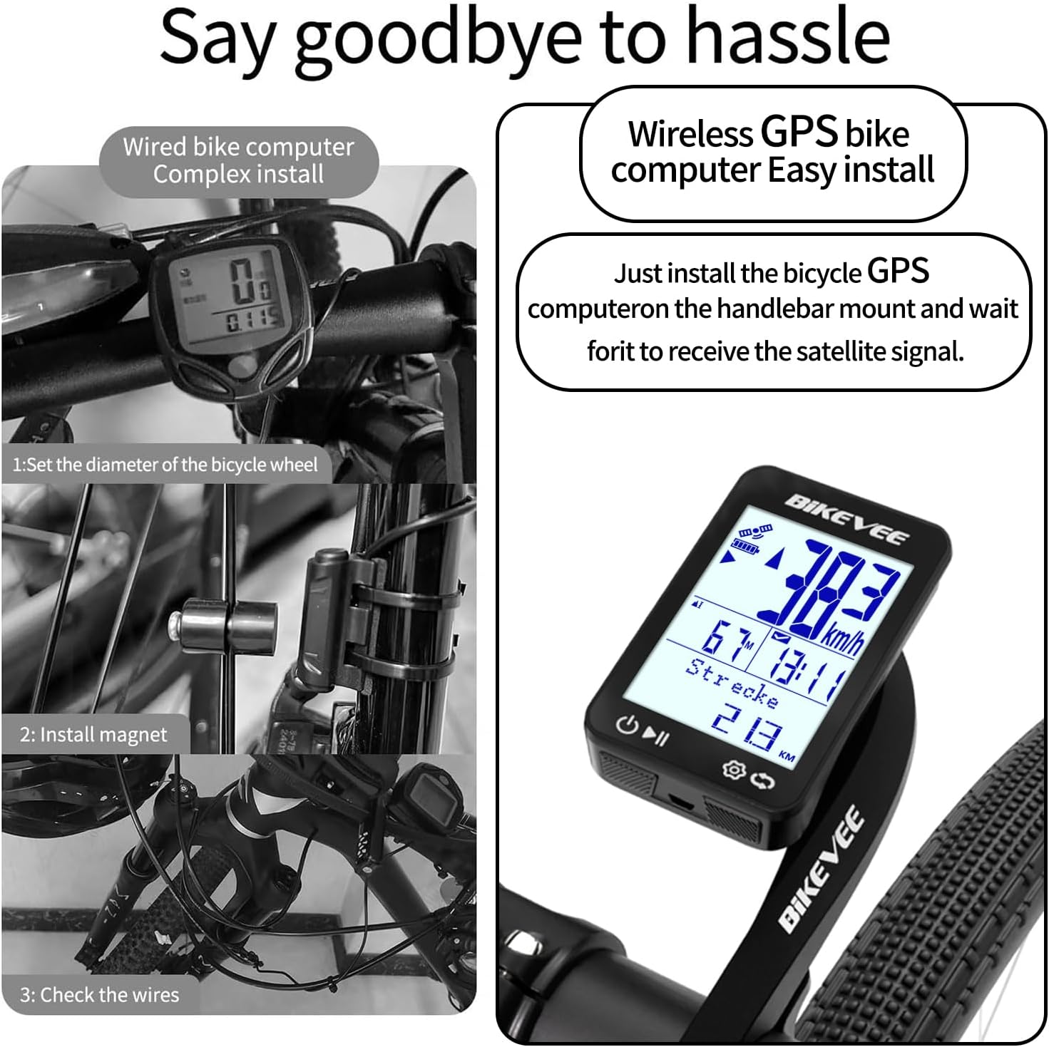 Thumbnail 3 de Bikevee GPS Fahrradcomputer Kabellos IPX7 – 2,4'' FSTN Display, 28h Akku