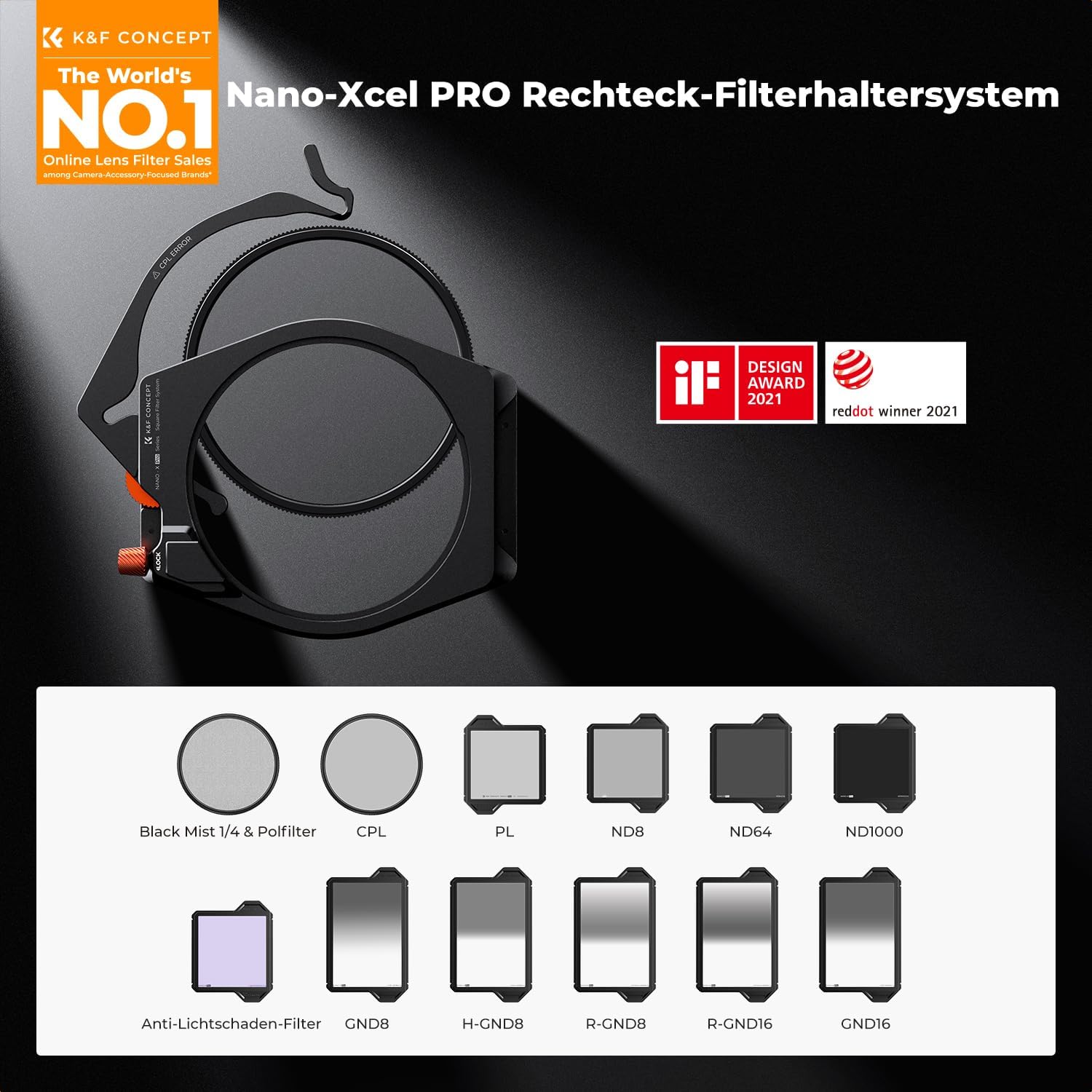 Thumbnail 1 de K&F Concept Nano X-PRO Rechteckfilter-Set 100 mm x 100 mm – ND1000, GND8, CPL