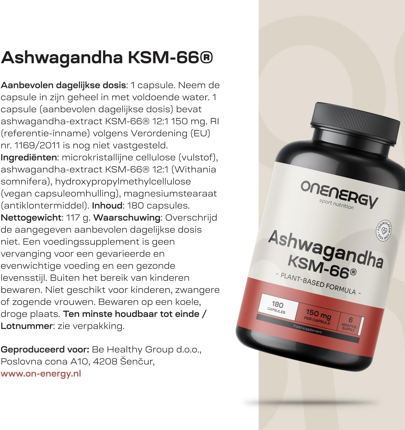 Thumbnail 5 de ONENERGY Ashwagandha KSM-66, 180 plantaardige capsules met 150 mg extract