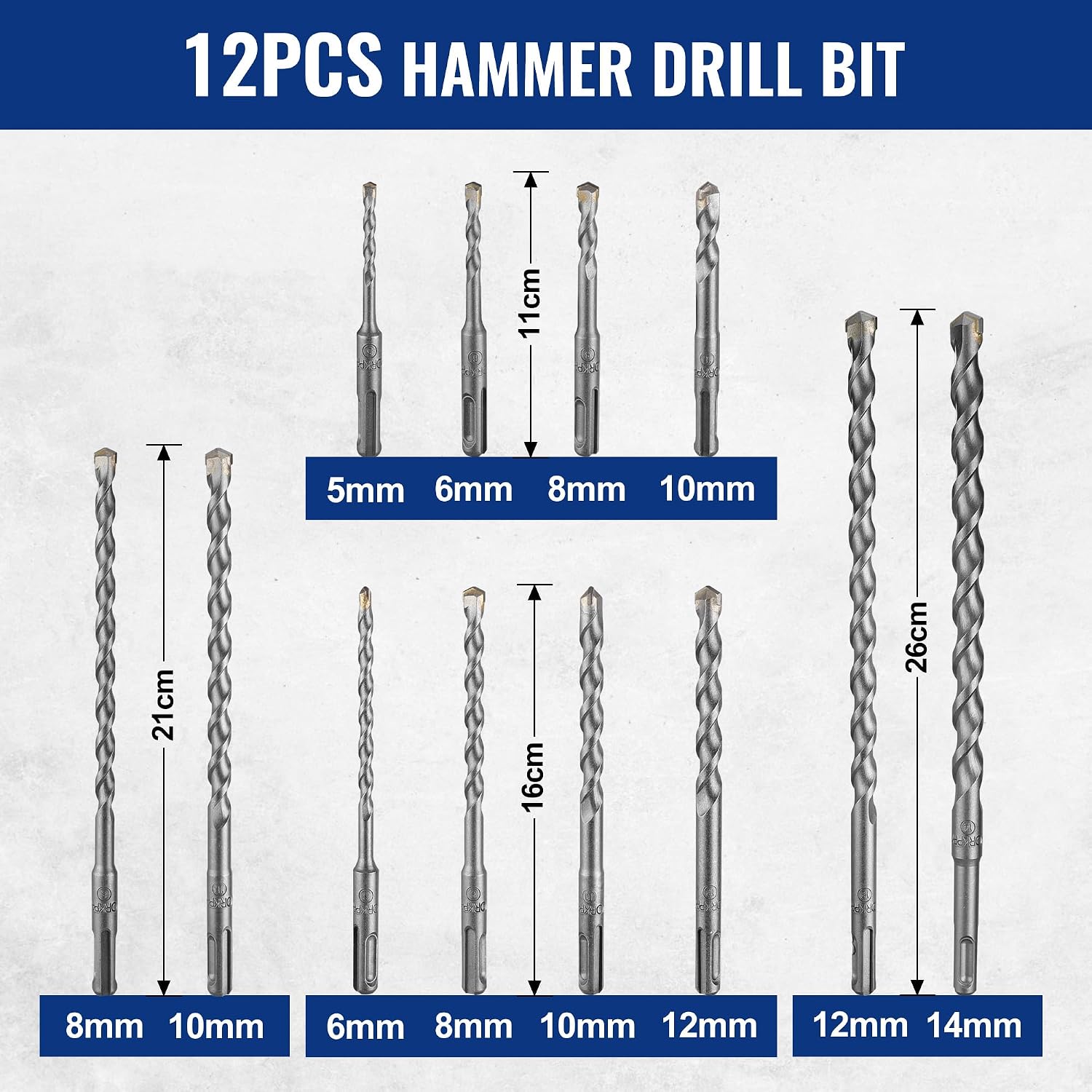 Thumbnail 1 de WORKPRO 17-Piece SDS Plus Drill Bit Set with Chisel Bits – Durable Concrete & Masonry Hammer Drill Accessories