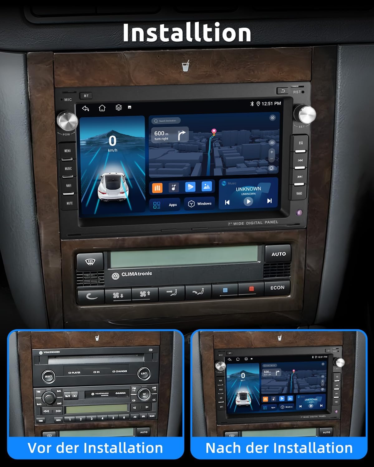 Detalle de ESSGOO 7 Zoll CarPlay Android Autoradio