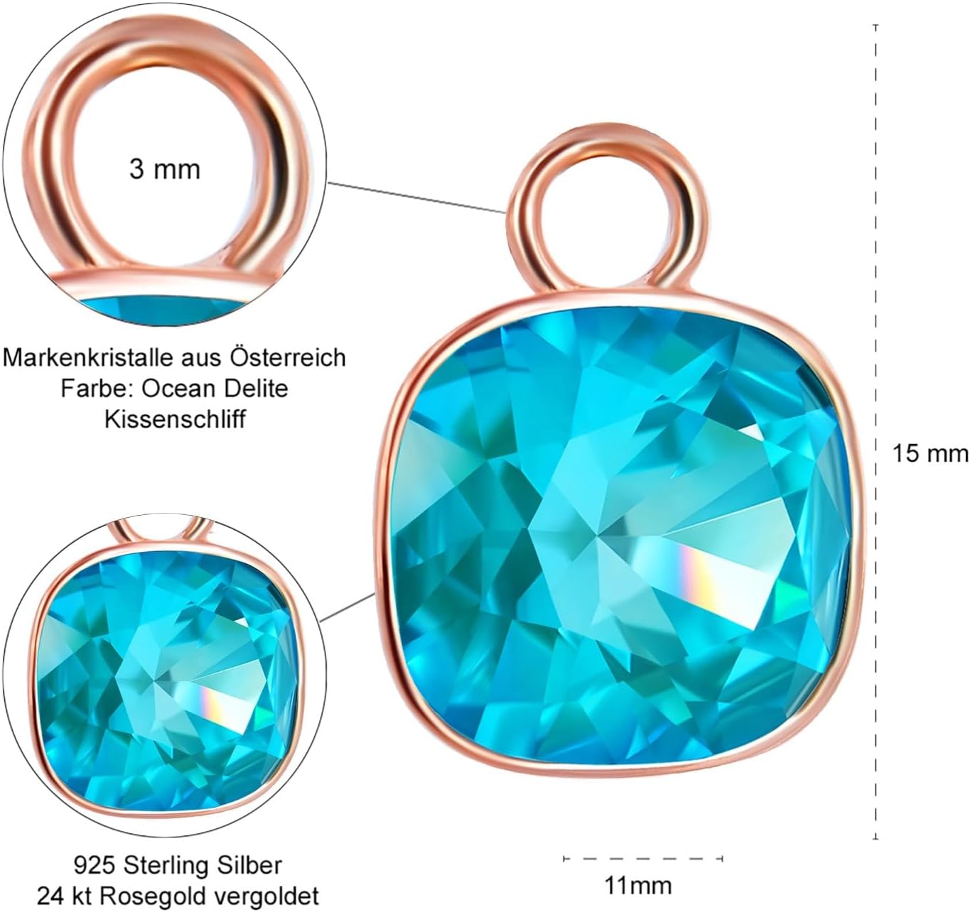 Thumbnail 2 de Charm Anhänger Rosegold 2 Stück aus 925er Sterling Silber – Nobel Schmuck®