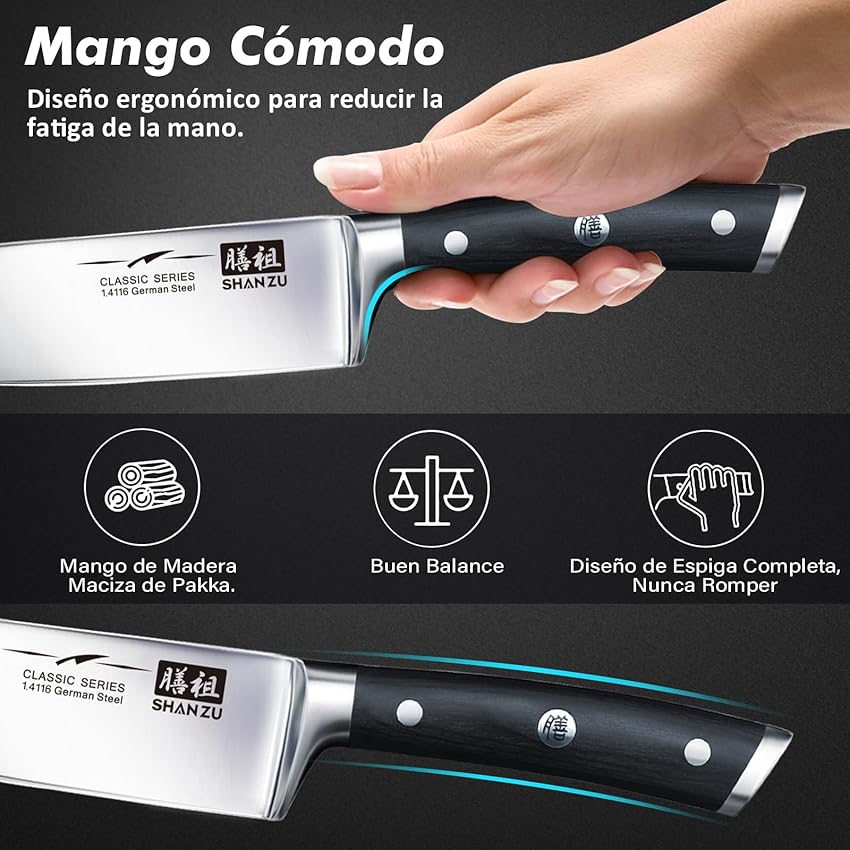 Thumbnail 3 de SHAN ZU Juego de 3 Cuchillos de Cocina 🗡️ Completo