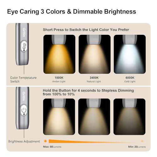 Detalle de Gritin Neck Reading Light: Rechargeable Hands-Free Bedside Illumination