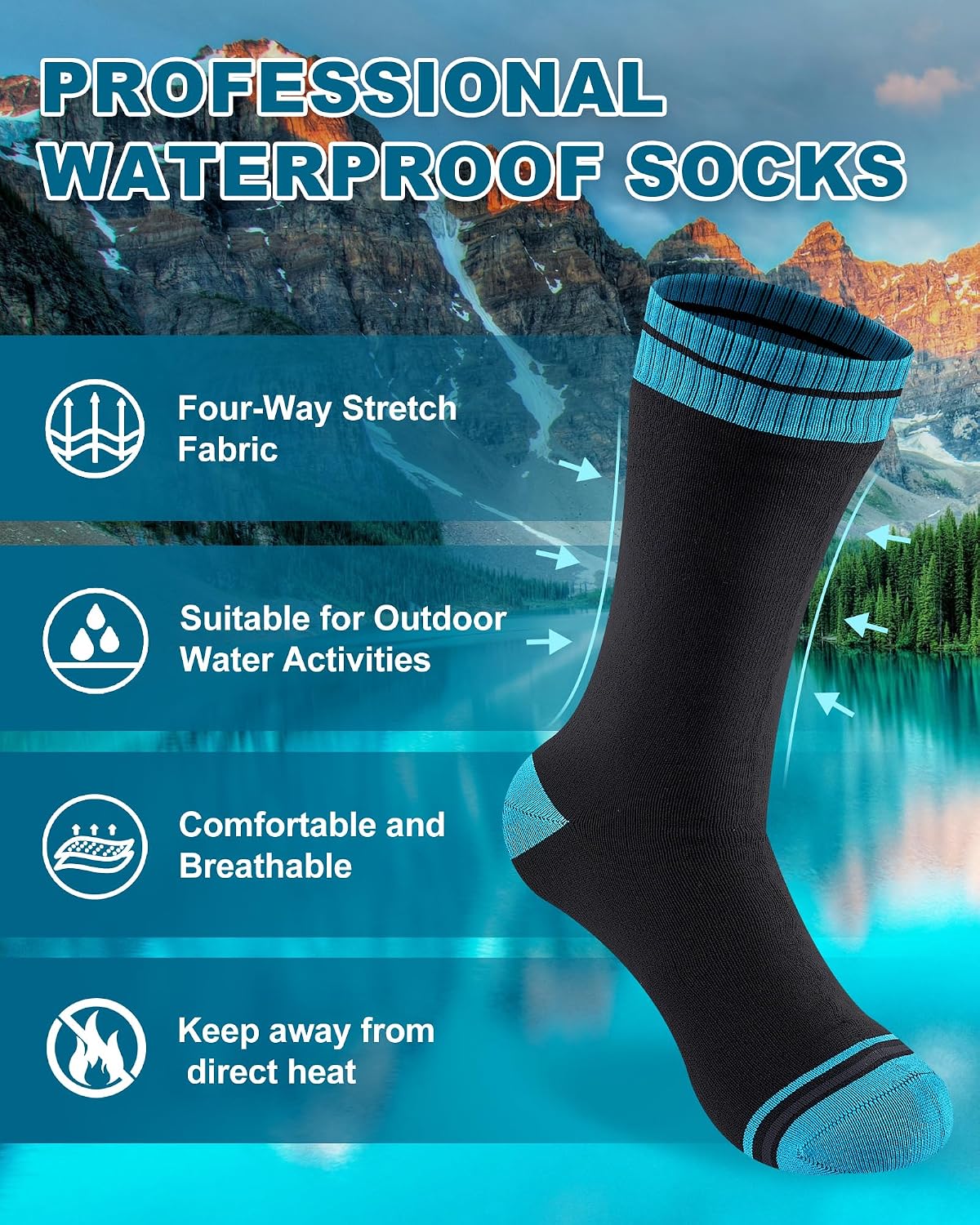 Thumbnail 3 de inaWarm Waterproof Socks for Men – breathable 3-layer hiking & walking crew socks for cold, wet weather