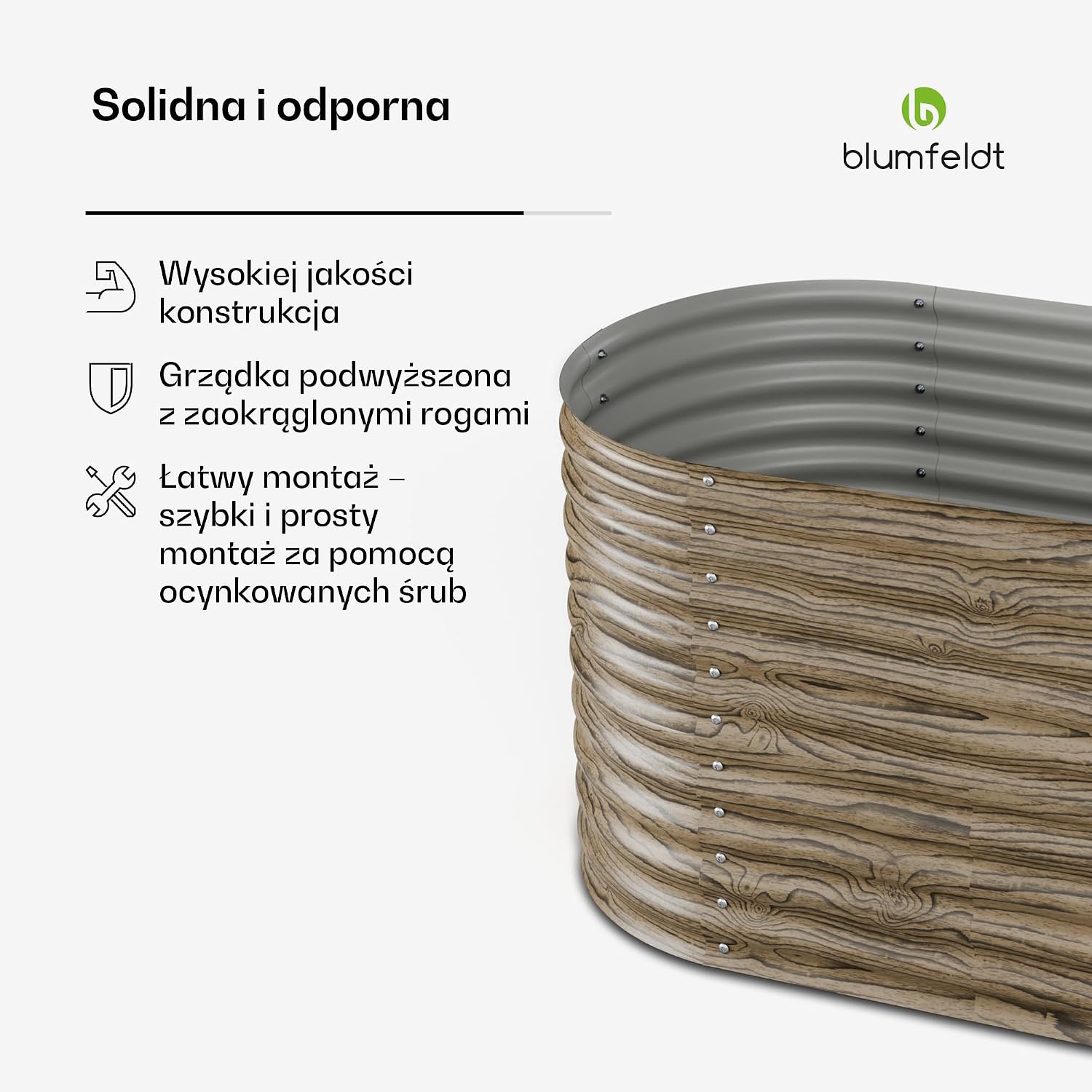 Detalle 2 de blumfeldt High Grow – owalna podwyższona grządka 913 l, 160 × 80 × 80 cm