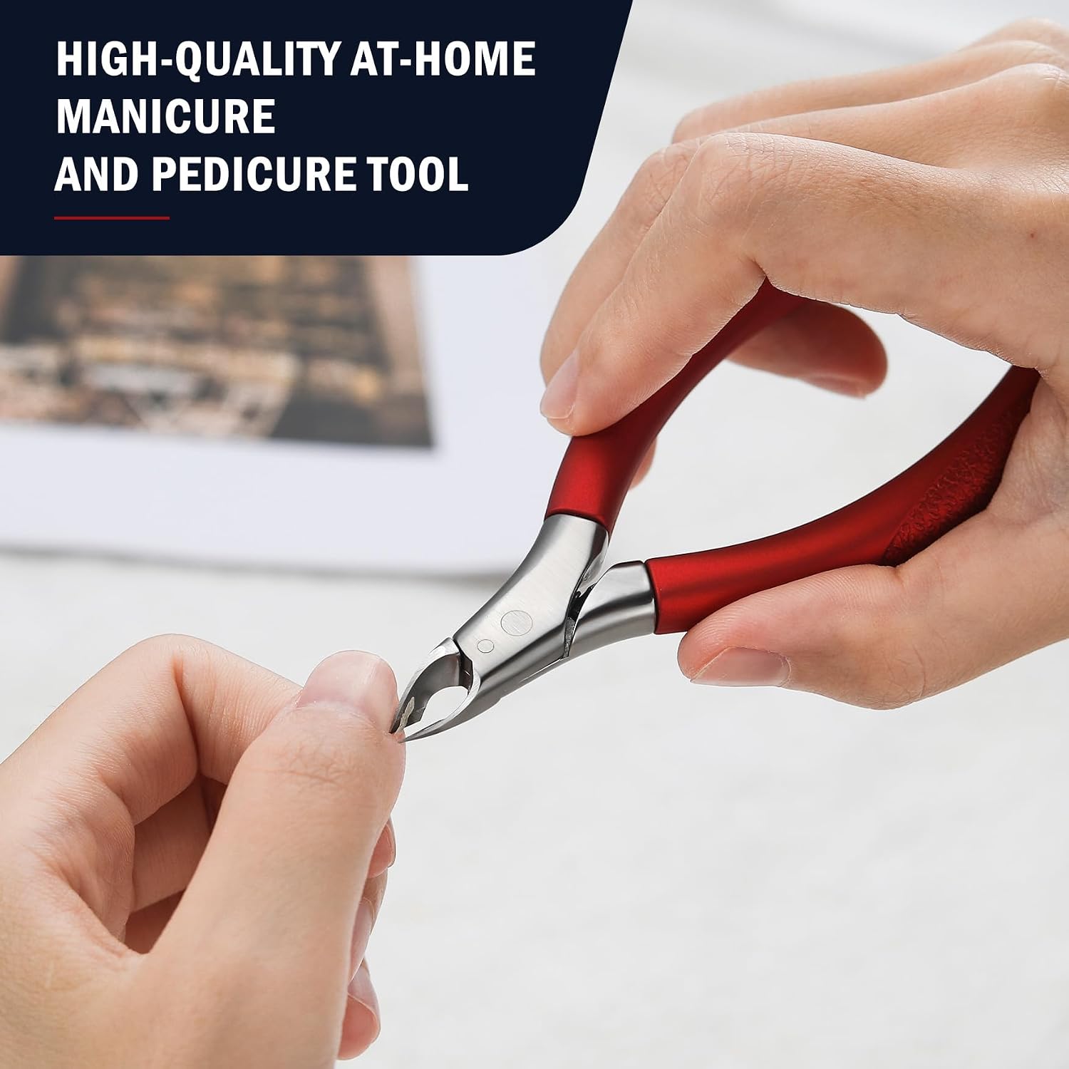 Detalle de FVION BZ-RHCT-N034-RD Cuticle Nippers, 5mm Stainless Steel Blades, Red