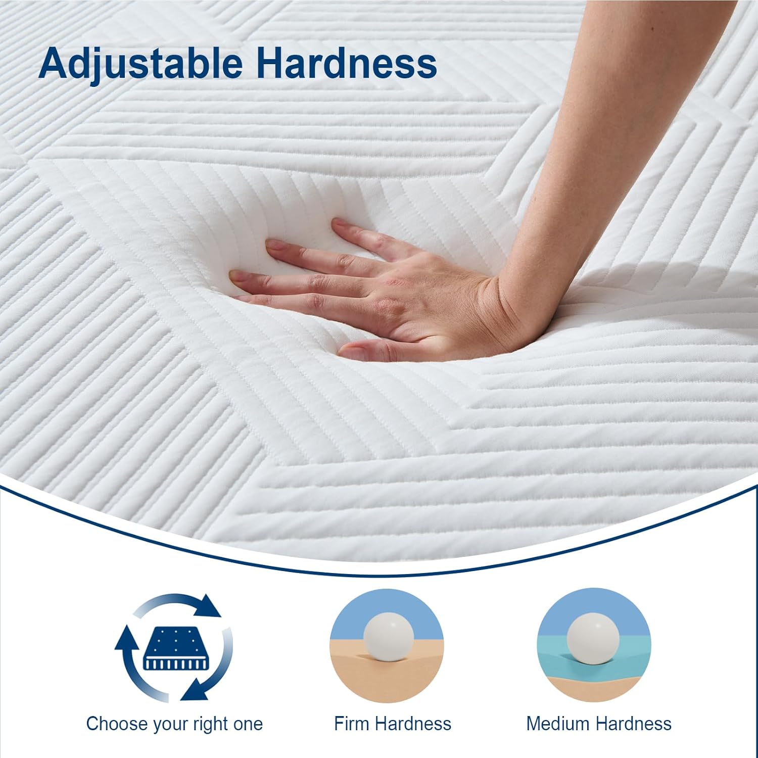 Thumbnail 1 de Hiimgo Double Mattress – 25cm Memory Foam, Breathable Medium Firm 135x190cm