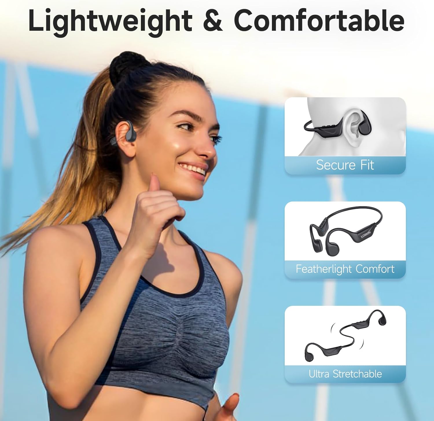 Thumbnail 6 de LOBKIN Casque Conduction Osseuse X25 – Bluetooth 5.4, IPX5, 10h d’autonomie, oreille ouverte